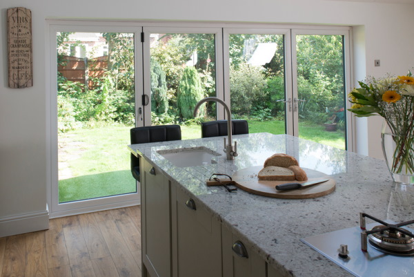 interior view of garden through bi fold doors