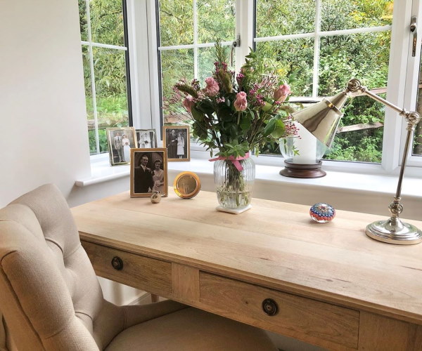 Work Space with Desk in Bay Window